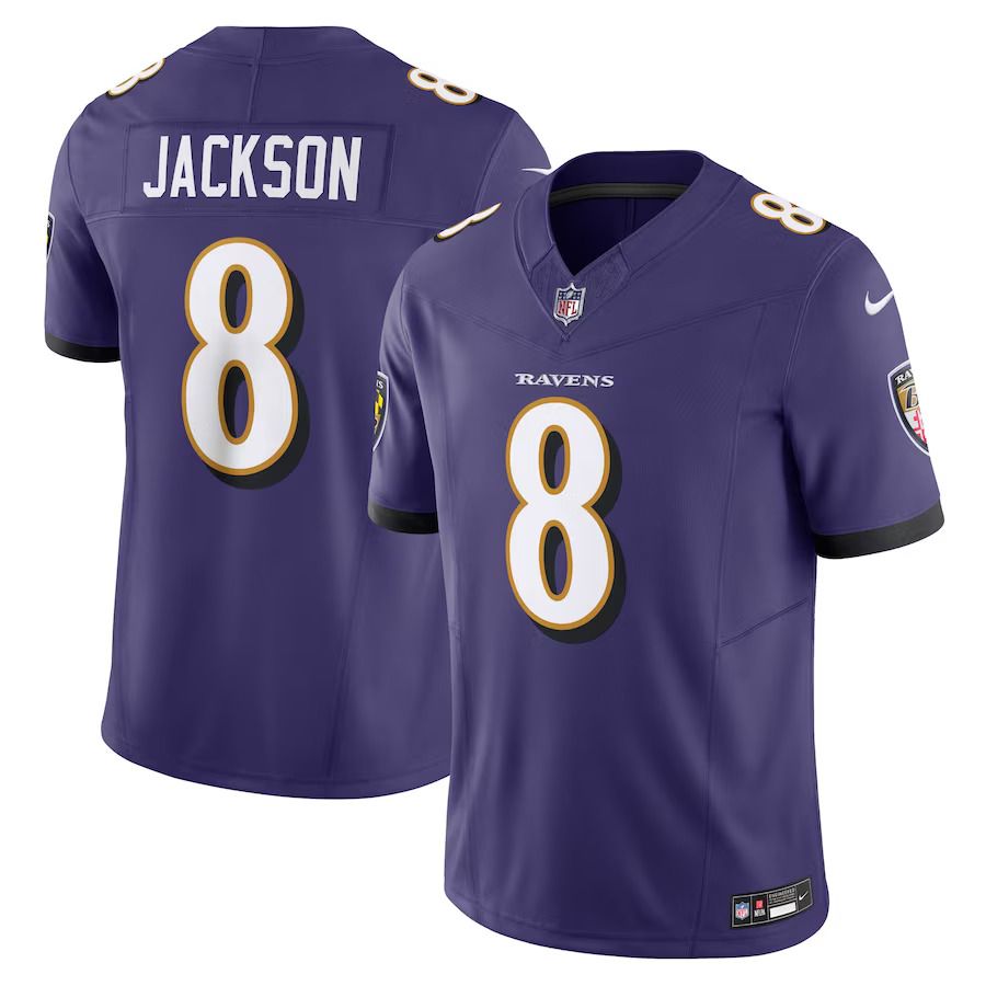 Men Baltimore Ravens 8 Lamar Jackson Nike Purple Vapor F.U.S.E. Limited NFL Jerseys